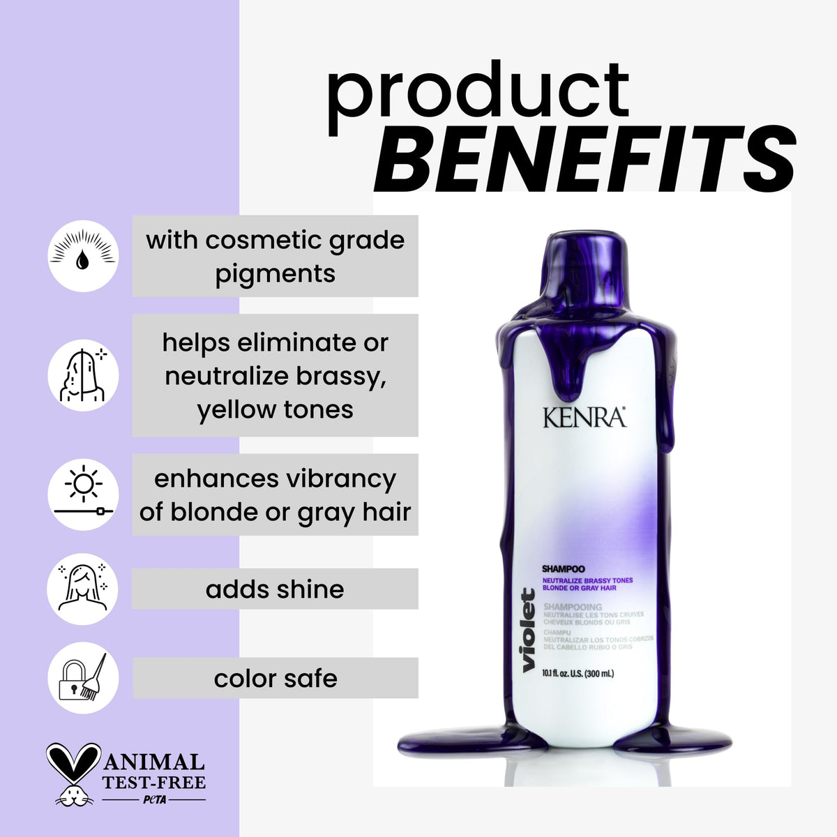 Kenra violet shampoo pearlescent texture closeup, shows pigment and moisturizing feel