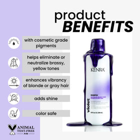Kenra violet shampoo pearlescent texture closeup, shows pigment and moisturizing feel