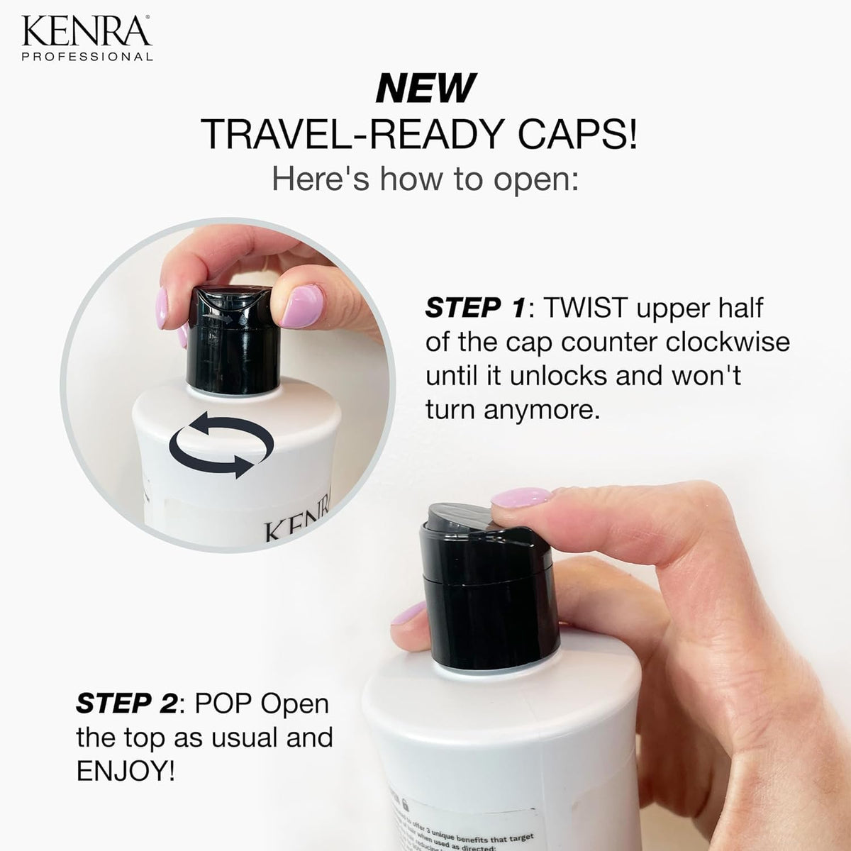 Kenra duo on bath shelf showing organized routine and convenience