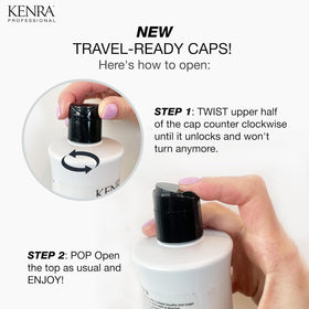 Kenra duo on bath shelf showing organized routine and convenience