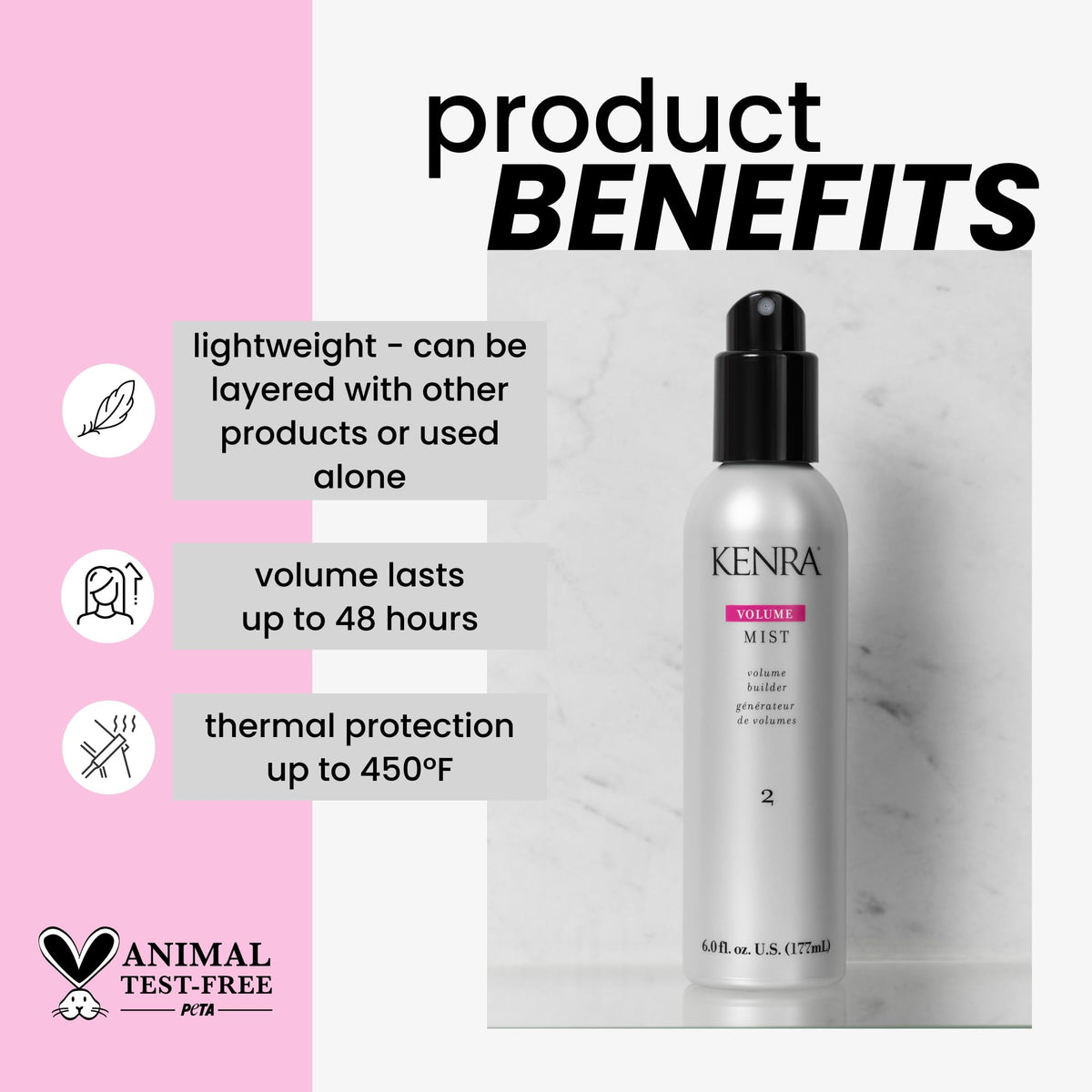 Kenra Volume Mist 2 fine mist close-up demonstrating weightless coverage