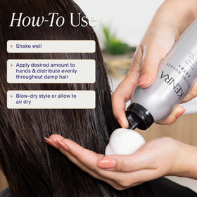 Kenra used during blow-dry for root lift and long-lasting shape
