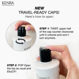 Kenra volume shampoo 10.1 fl oz in hand displays size and portability