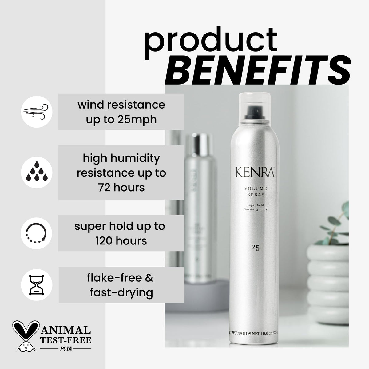 Kenra close-up of nozzle and stem for easy cleaning and reliable spray