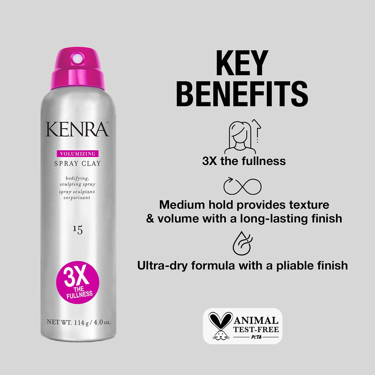 Kenra product used during styling routine to boost lift at roots