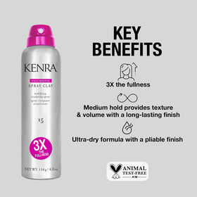 Kenra product used during styling routine to boost lift at roots