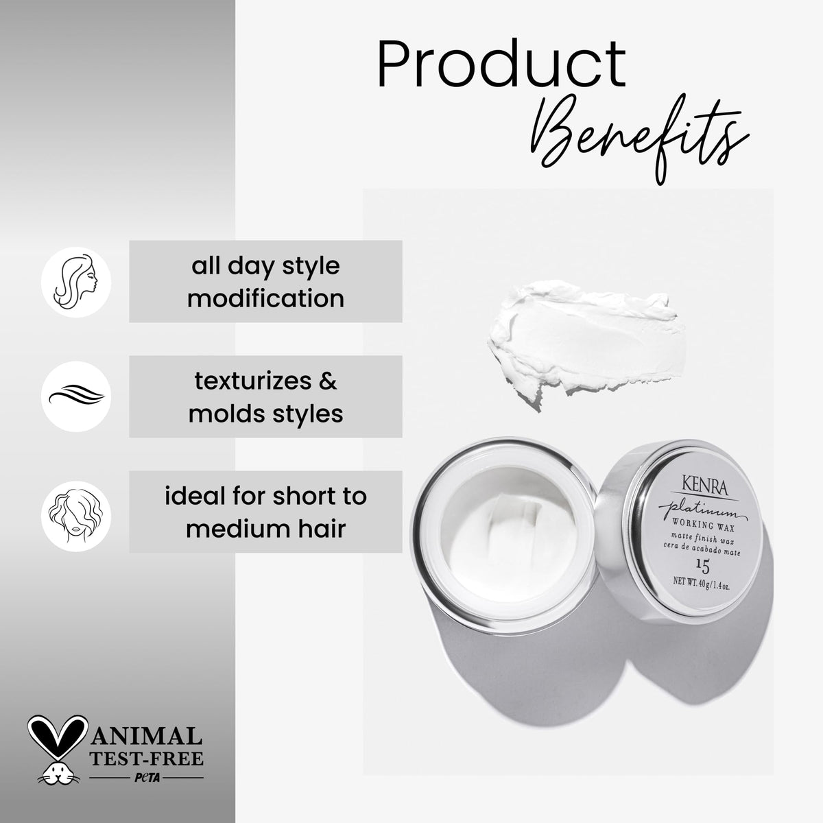 Kenra wax texture closeup displays crème consistency for easy spreading