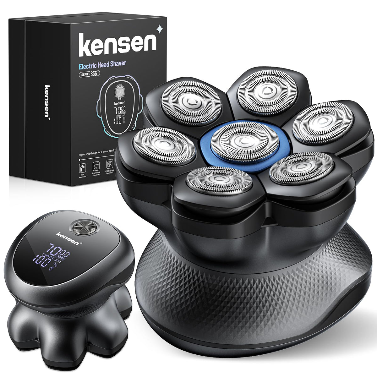 kensen front view showing sleek gray body and ergonomic grip for comfortable shaving