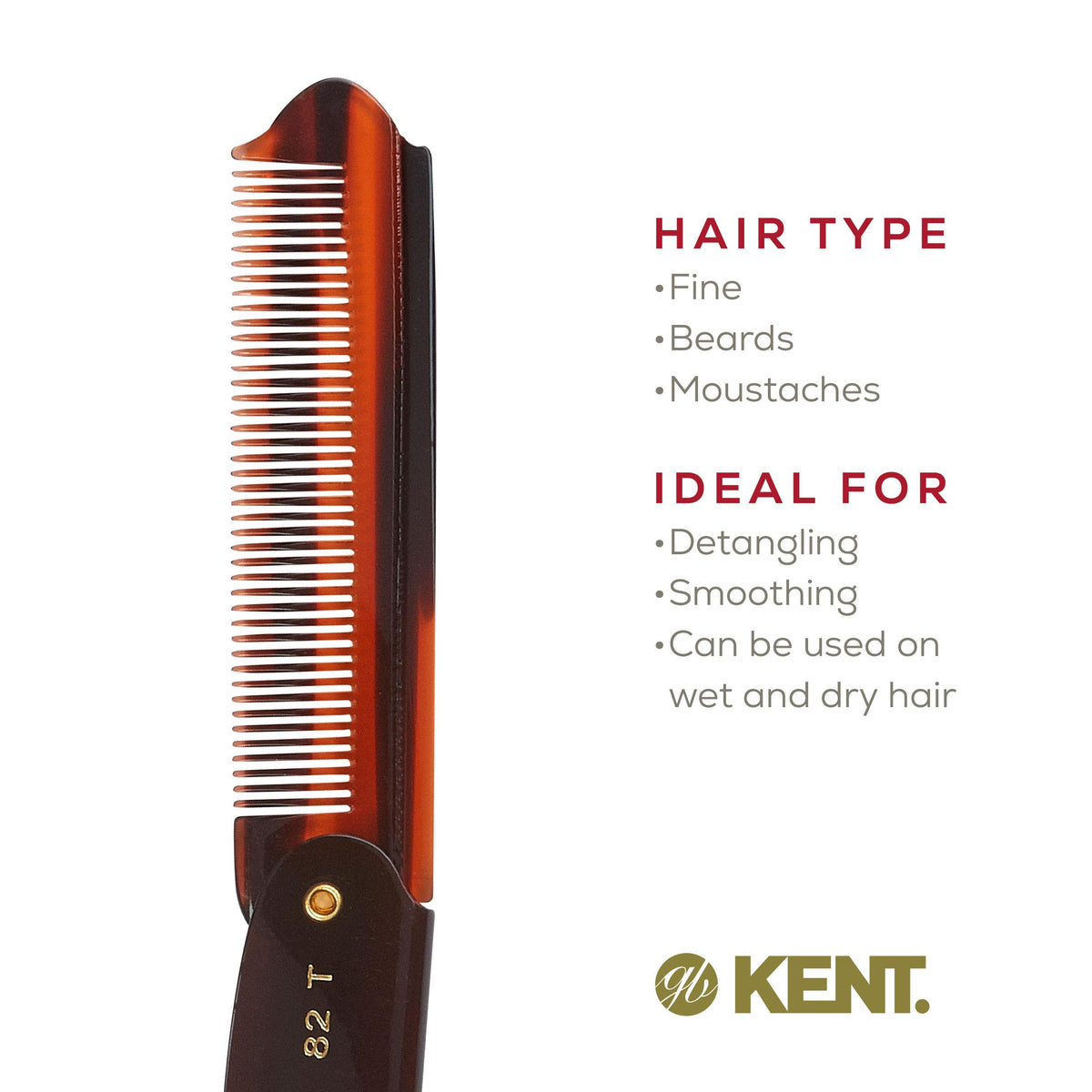 KENT 82T comb in use on beard demonstrating tidy shaping and control