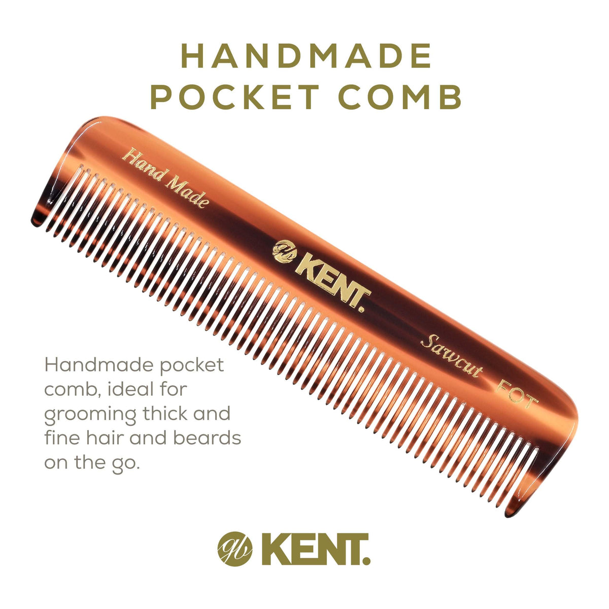 Kent comb polished edge detail for smooth scalp contact and comfort