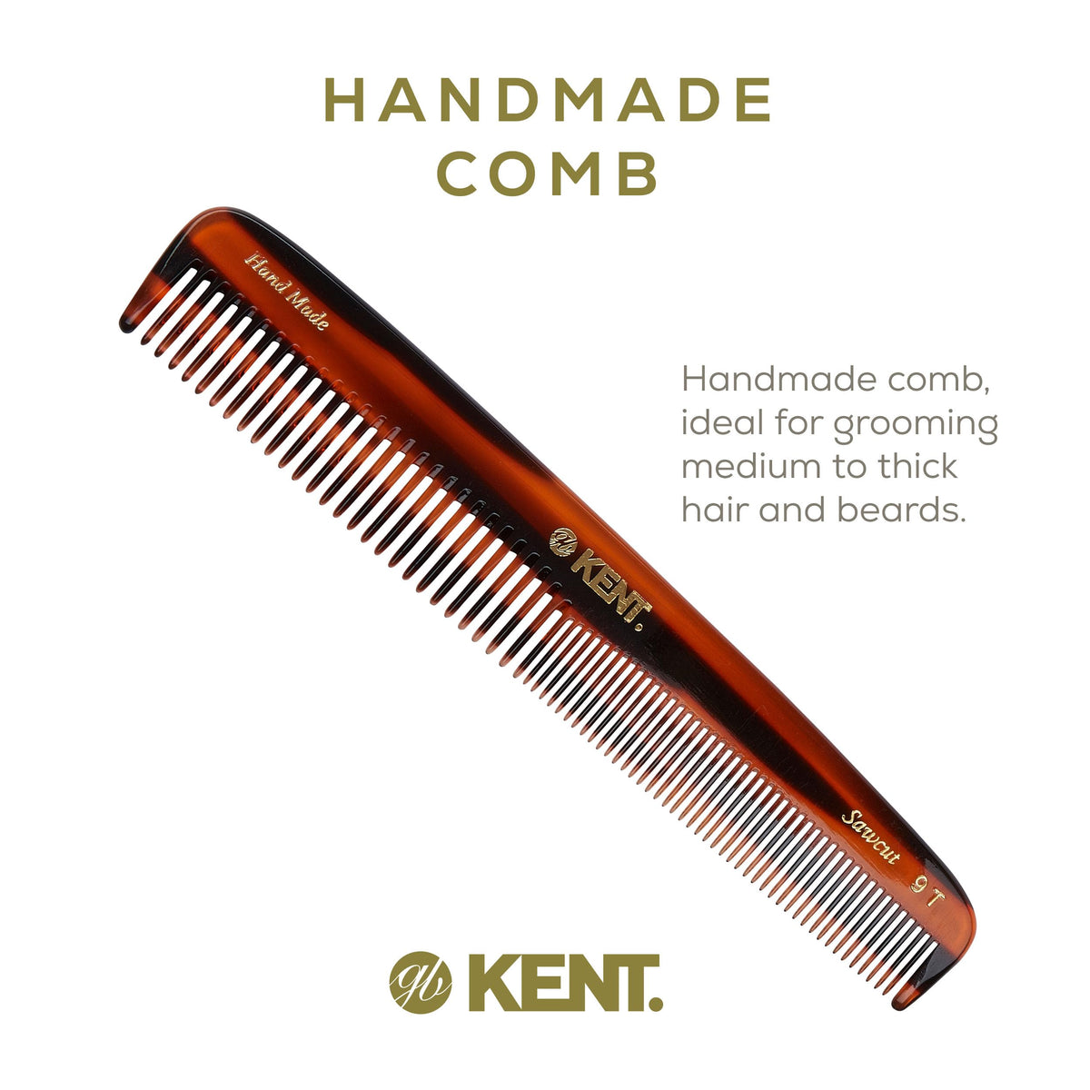 Kent comb profile showing rounded teeth and slim edge for comfortable hold