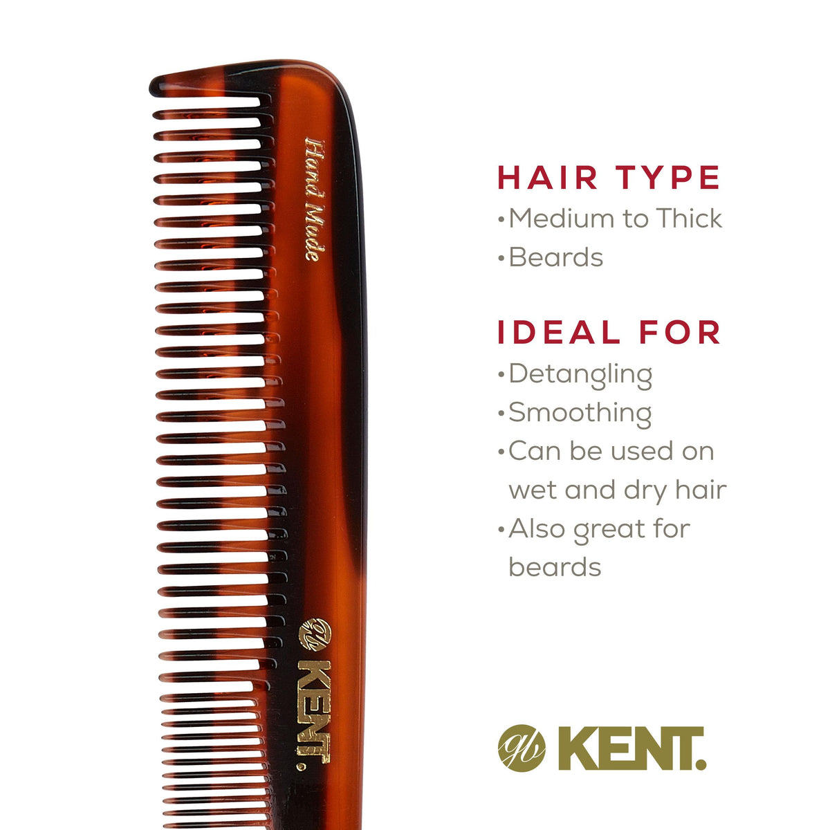 Kent comb being used on wet hair illustrating gentle detangling benefit