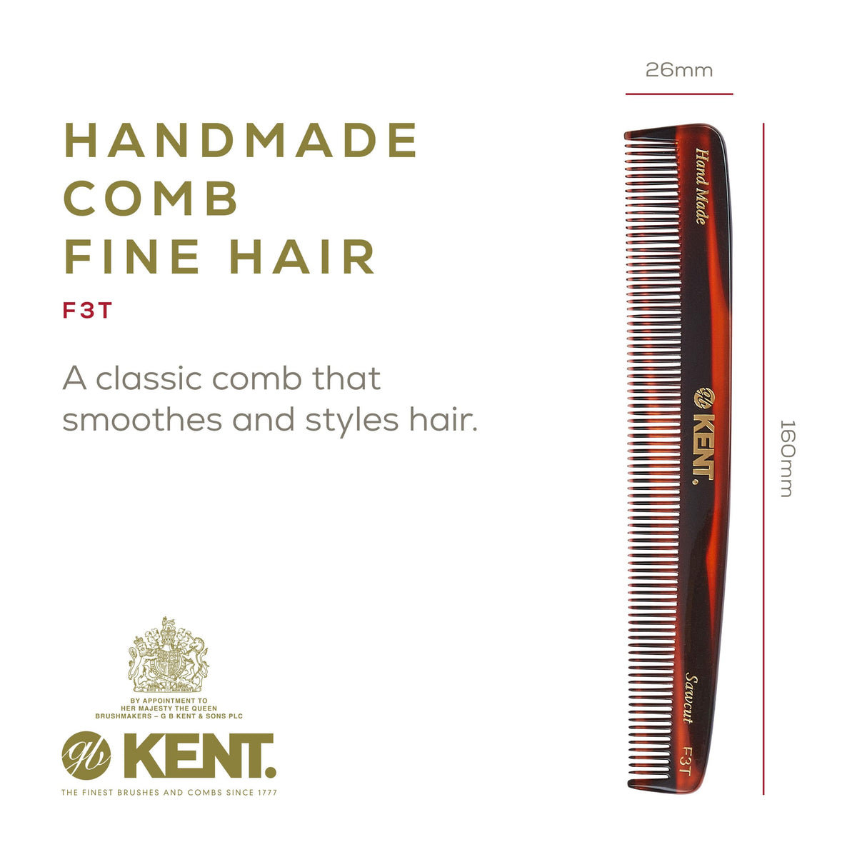 KENT comb teeth closeup saw-cut finish ensures smooth glide