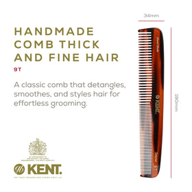 Kent close-up of fine and wide saw-cut teeth for smooth detangling