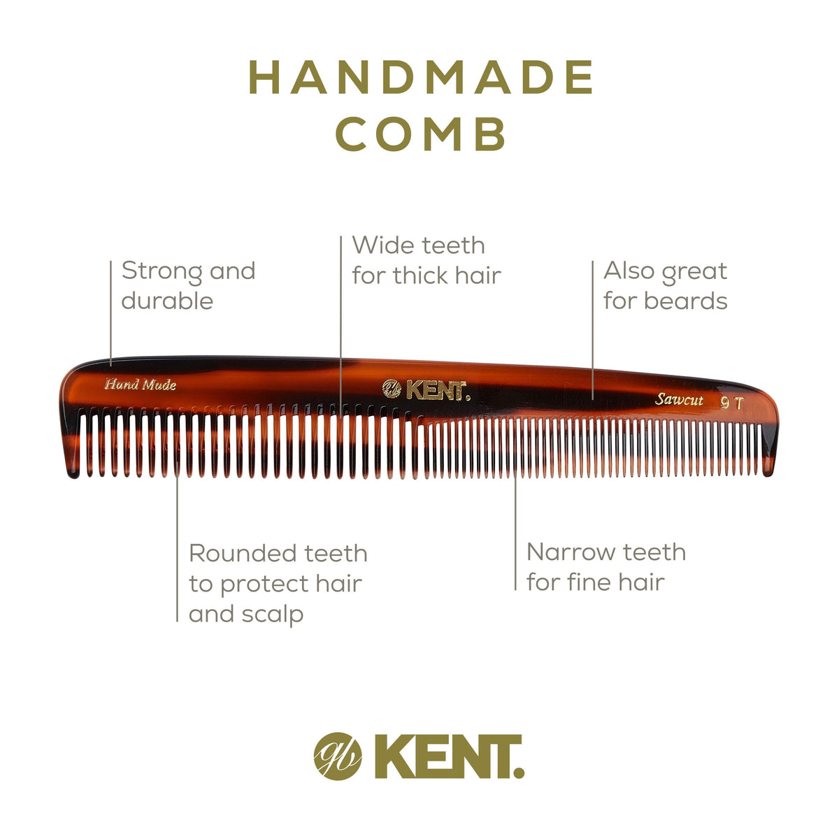 Kent comb next to pocket and phone showing 7.5 inch portable size