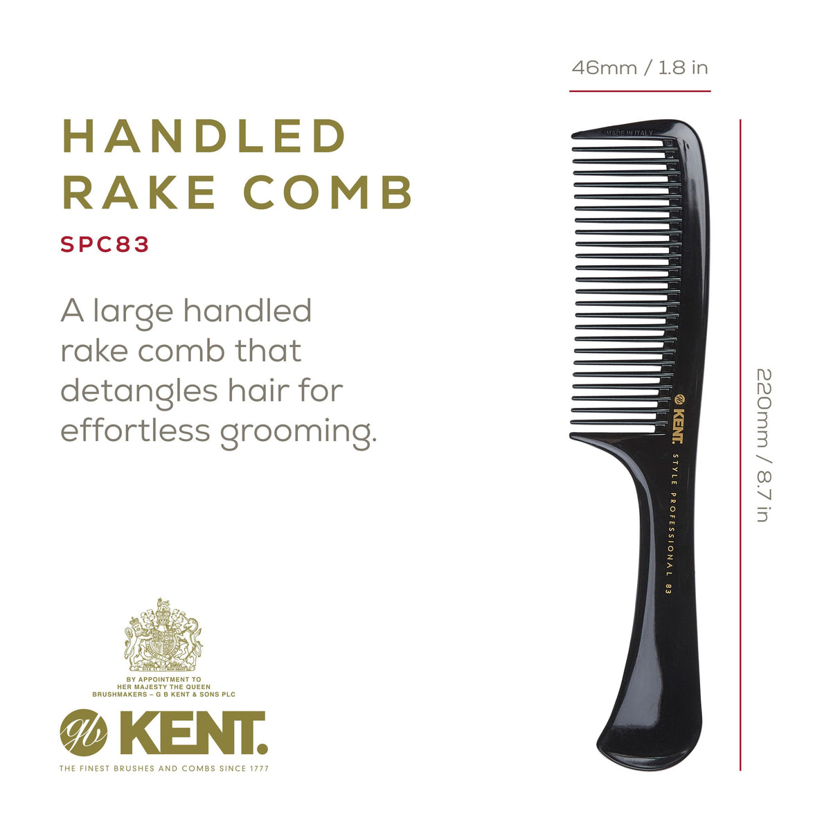 KENT SPC83 close-up of rounded teeth providing gentle detangling without breakage