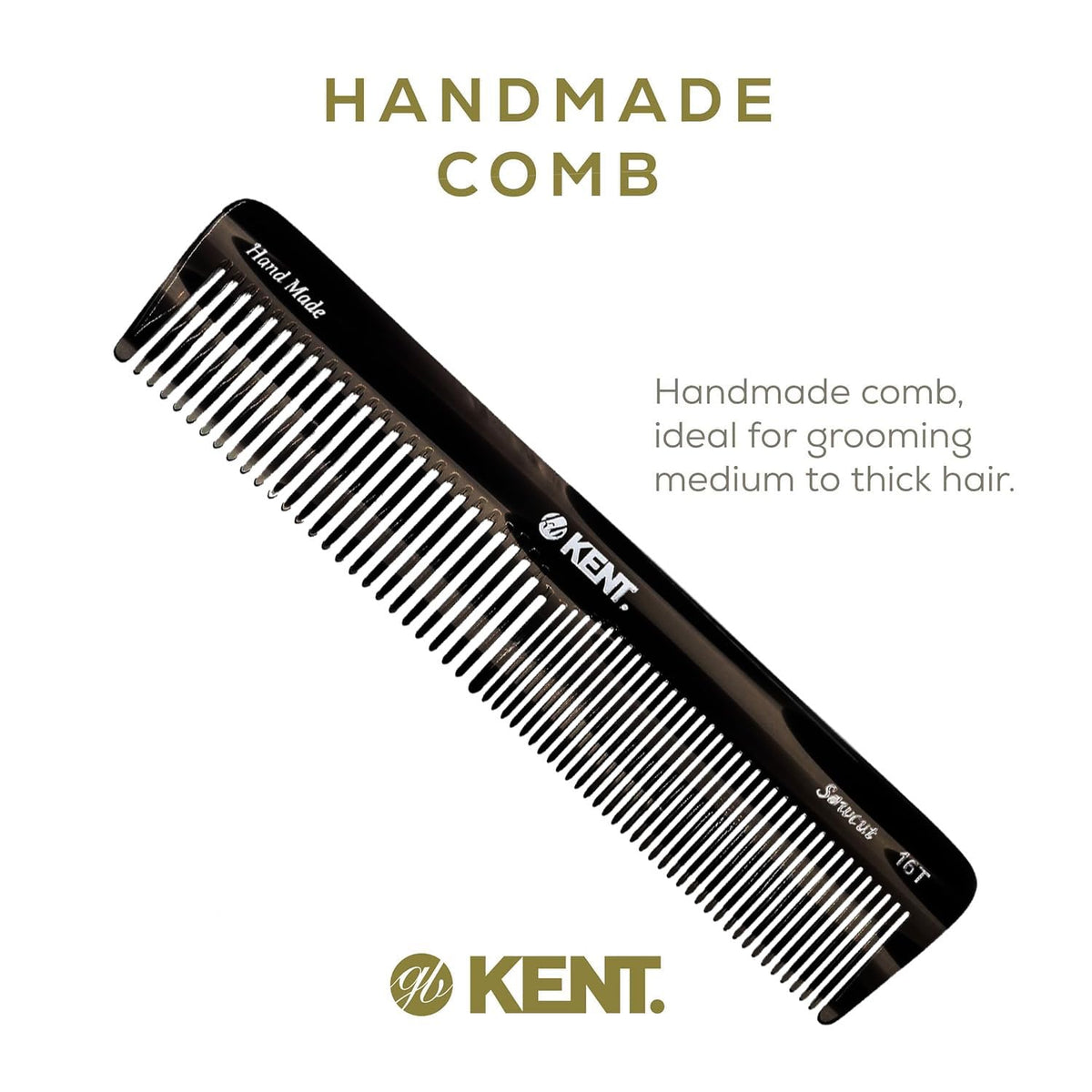 KENT wide tooth detail for detangling thick or curly hair without pulling benefit