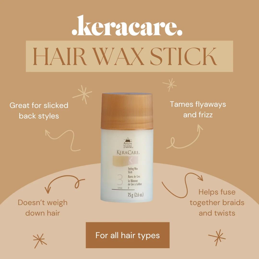 KeraCare hair wax stick in-hand during application to edges for fast frizz control
