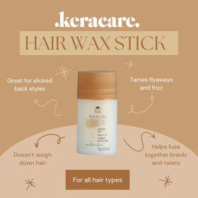 KeraCare hair wax stick in-hand during application to edges for fast frizz control