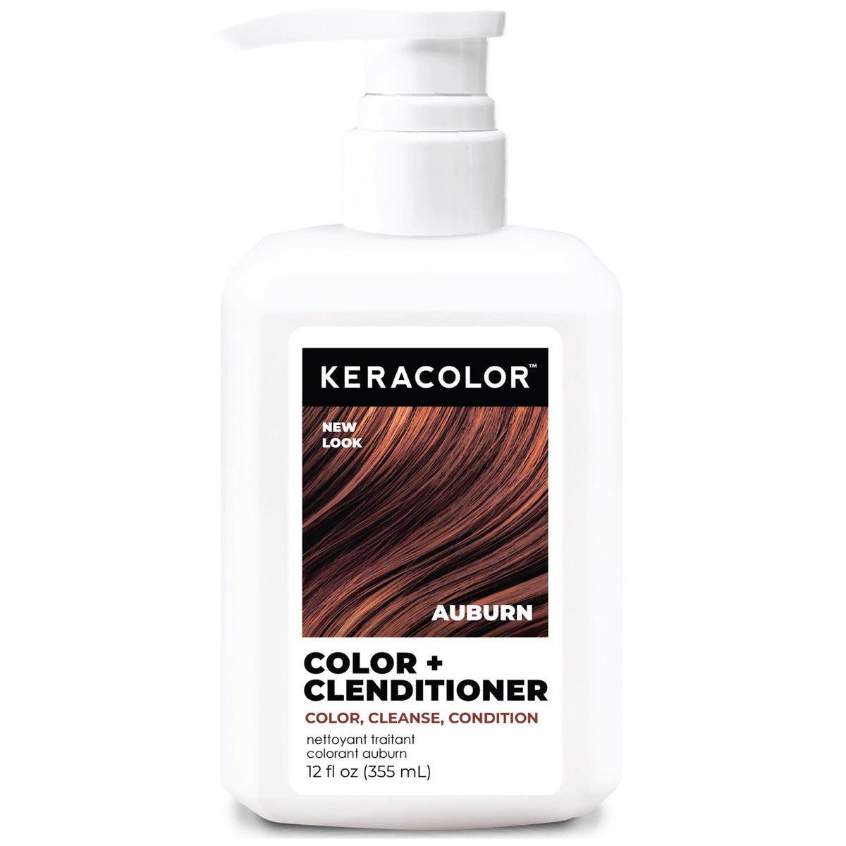 KERACOLOR front bottle showing auburn clenditioner and easy-use benefits