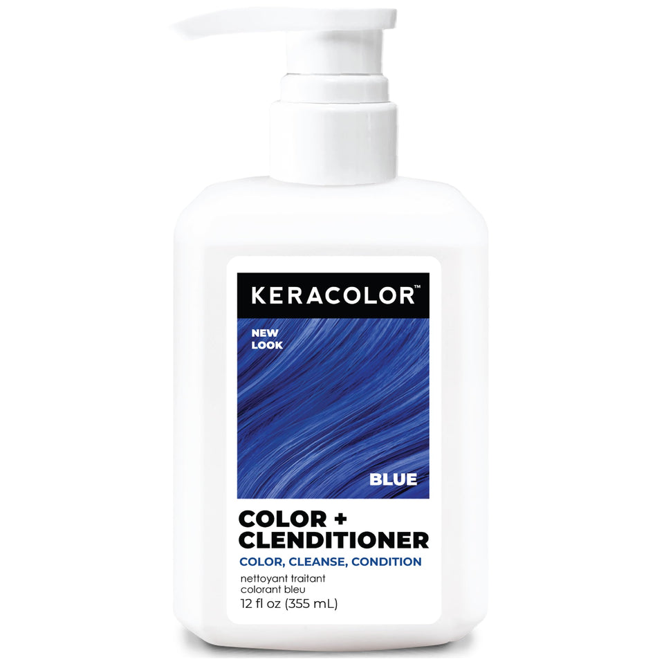 KERACOLOR bottle front view showing blue clenditioner and benefits