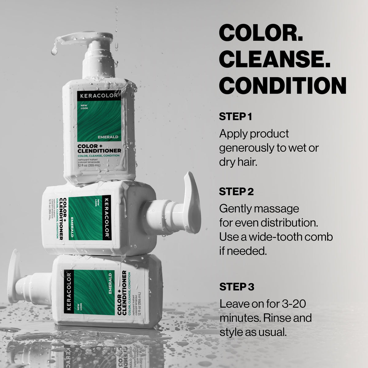 KERACOLOR bottle next to a ruler showing 12 fl oz scale benefit