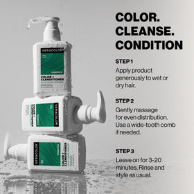 KERACOLOR bottle next to a ruler showing 12 fl oz scale benefit