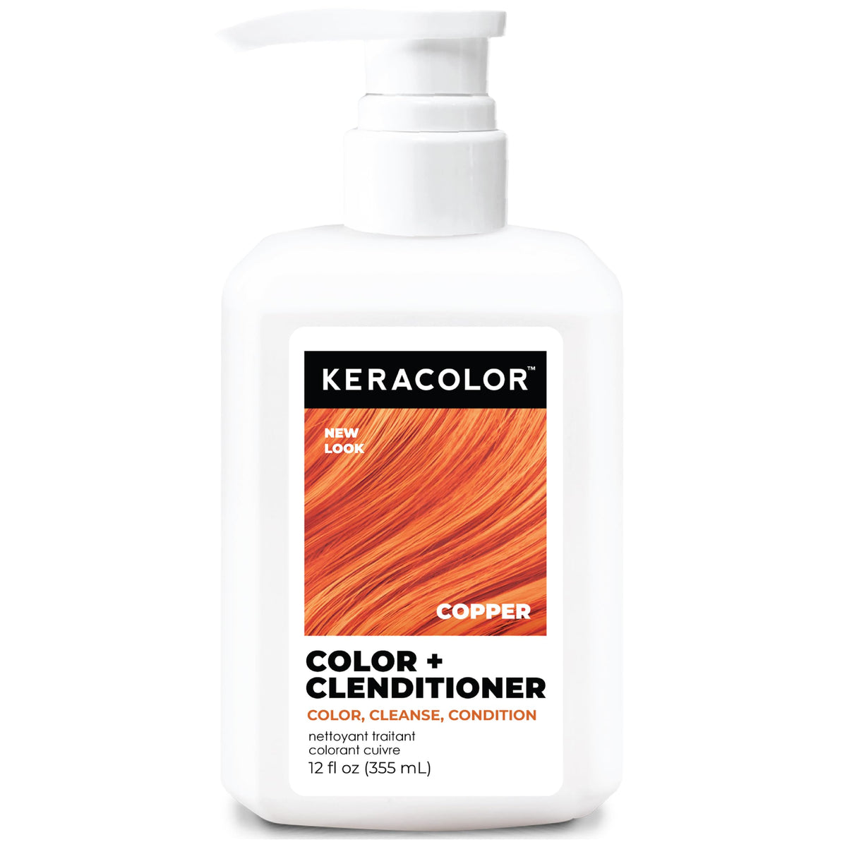 KERACOLOR front bottle of Clenditioner COPPER showing packaging and benefit of easy color