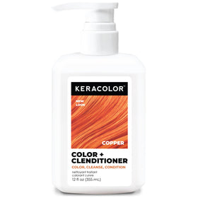 KERACOLOR front bottle of Clenditioner COPPER showing packaging and benefit of easy color