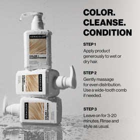 KERACOLOR Clenditioner on bathroom shelf in relaxed lifestyle setting