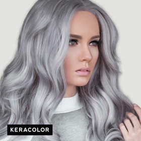 KERACOLOR applying Clenditioner SILVER to hair demonstrating easy at‑home toning
