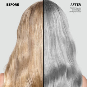 KERACOLOR before and after hair photos showing visible silver toning benefit