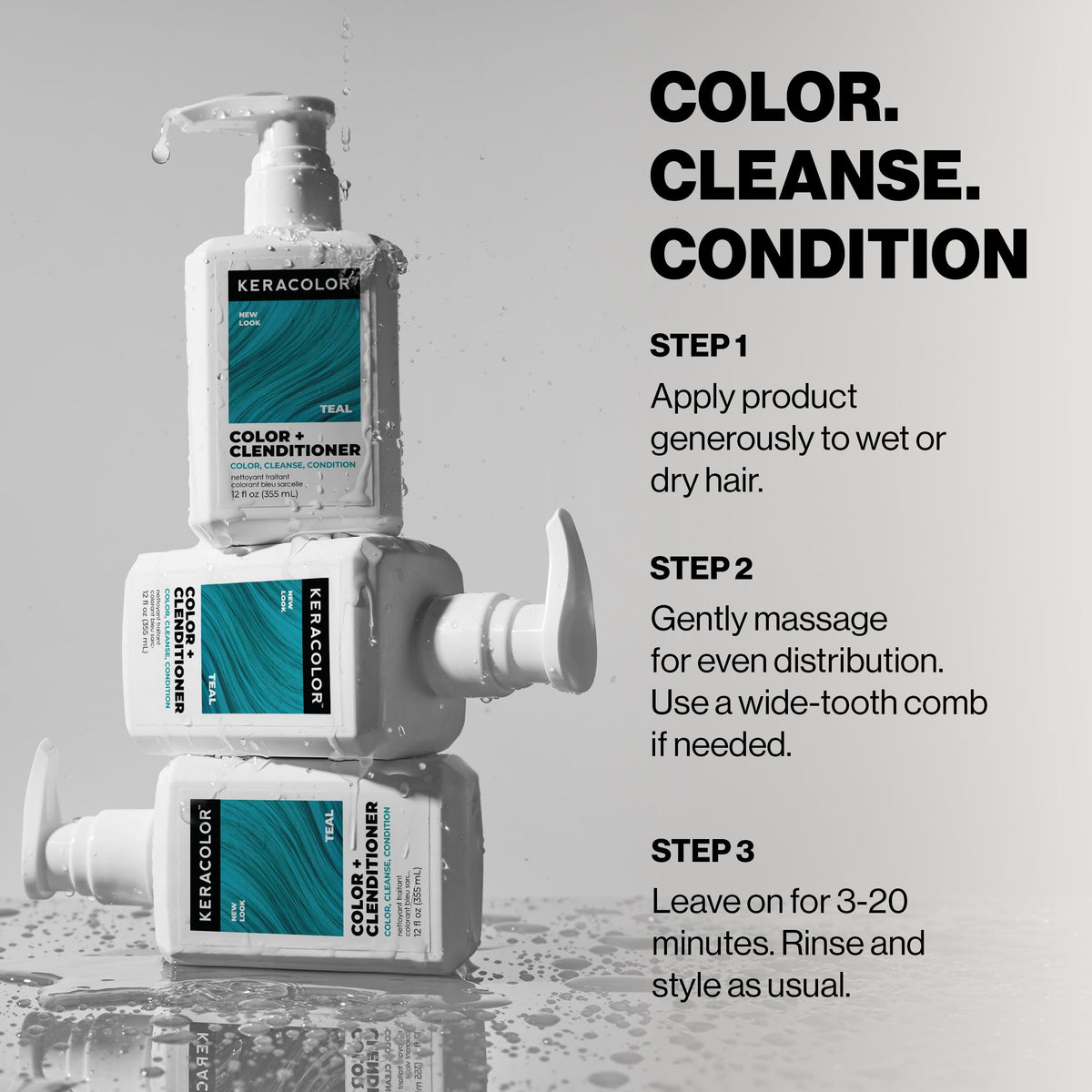KERACOLOR ingredients display with oils and keratin emphasizing nourishing benefits