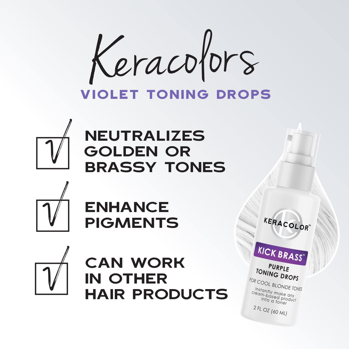 KERACOLOR drops on palm mixed to customize toning strength
