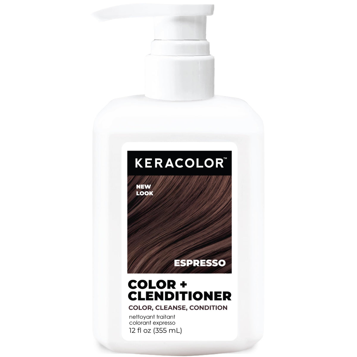 KERACOLOR front bottle of Clenditioner espresso showing product identity and benefit