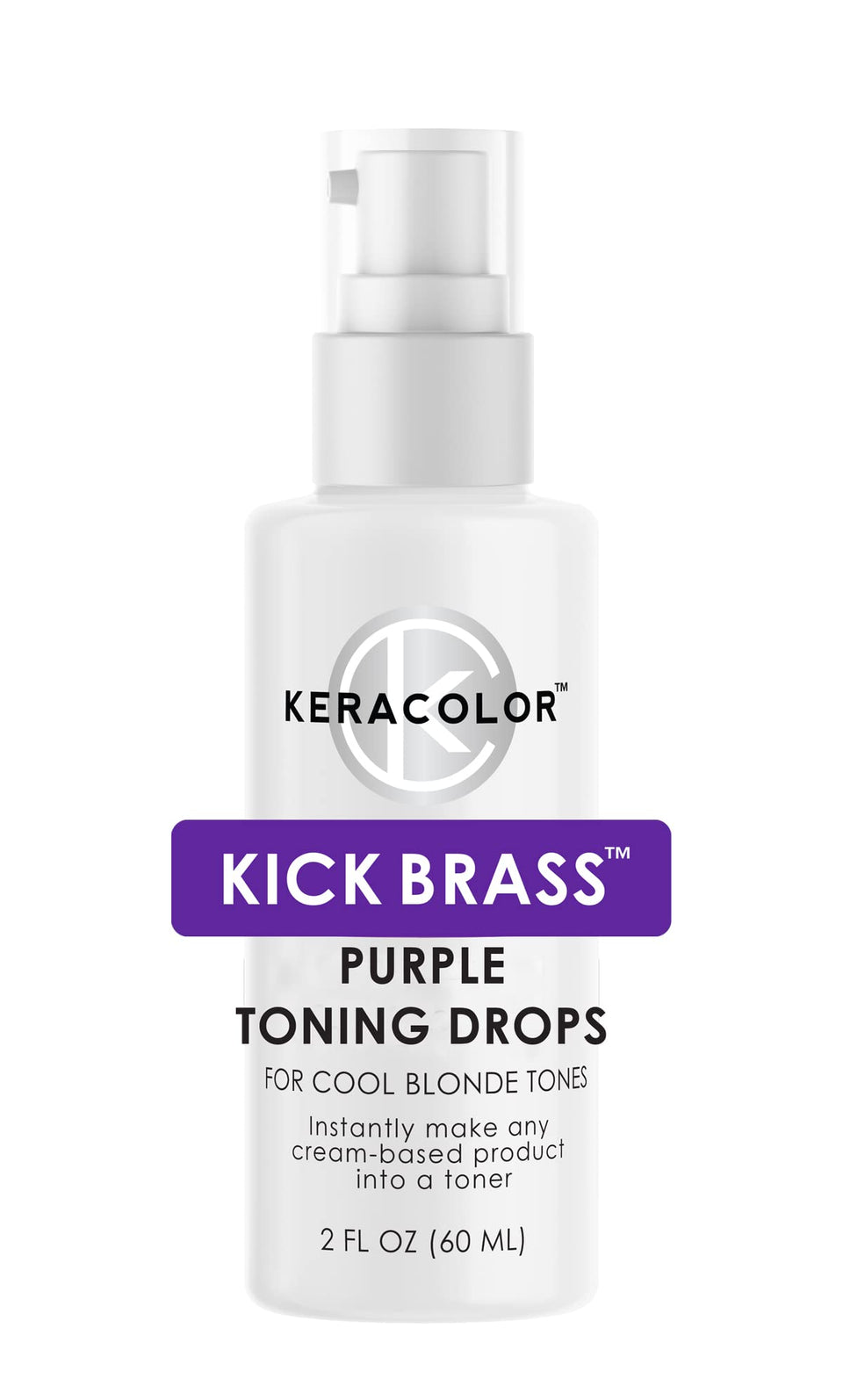 KERACOLOR front bottle showing purple dropper and product benefit
