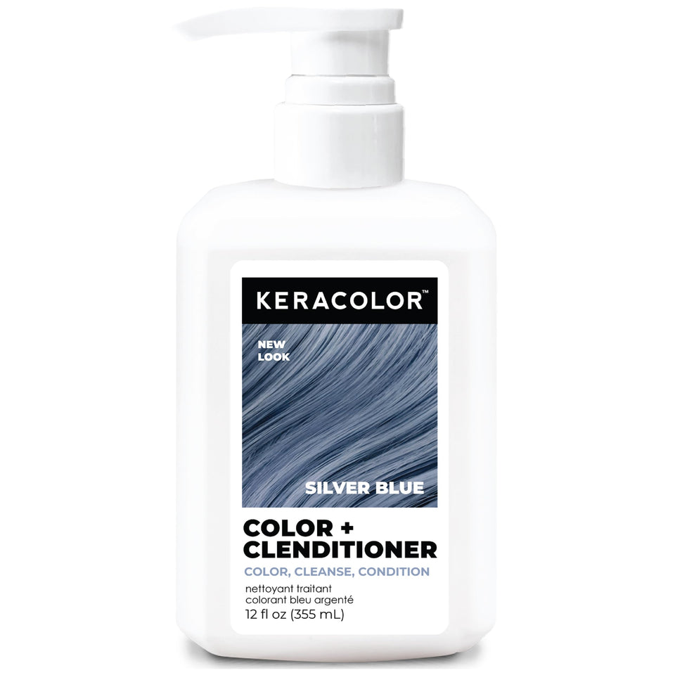 KERACOLOR front packaging showing silver blue shade and 12 fl oz size benefit