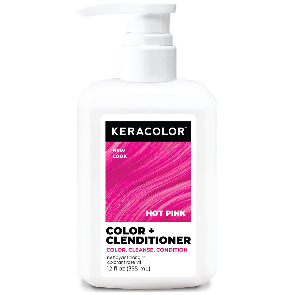 KERACOLOR front packaging showing hot pink clenditioner and benefits