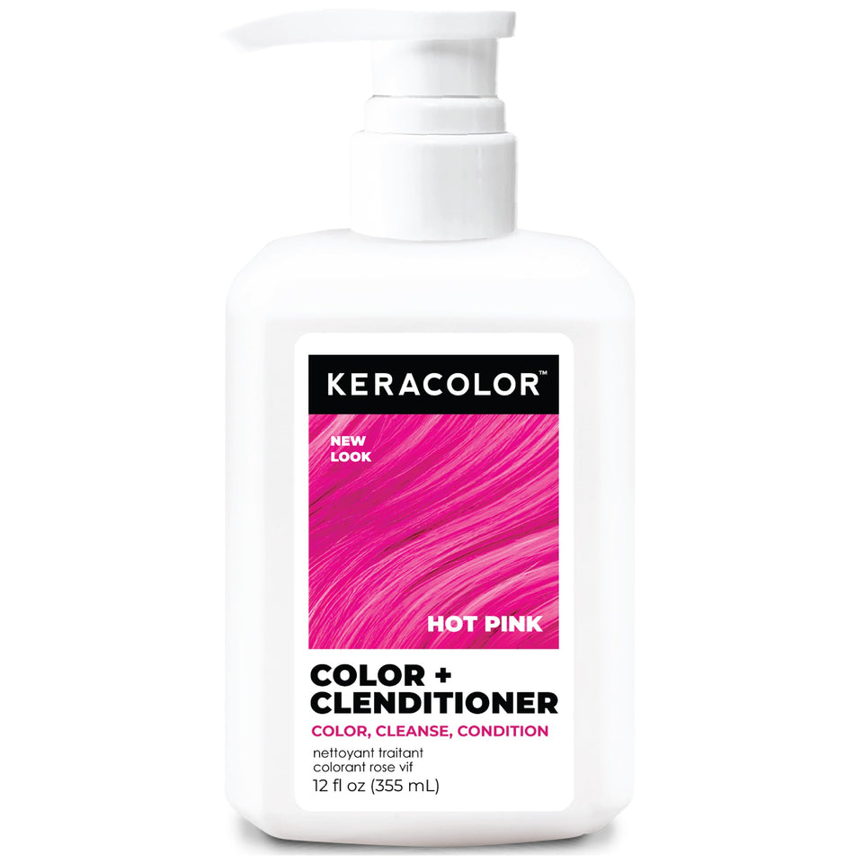 KERACOLOR front packaging showing hot pink clenditioner and benefits