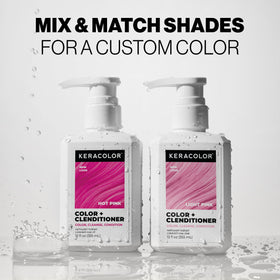 KERACOLOR styled model with hot pink tone after salon-style finish