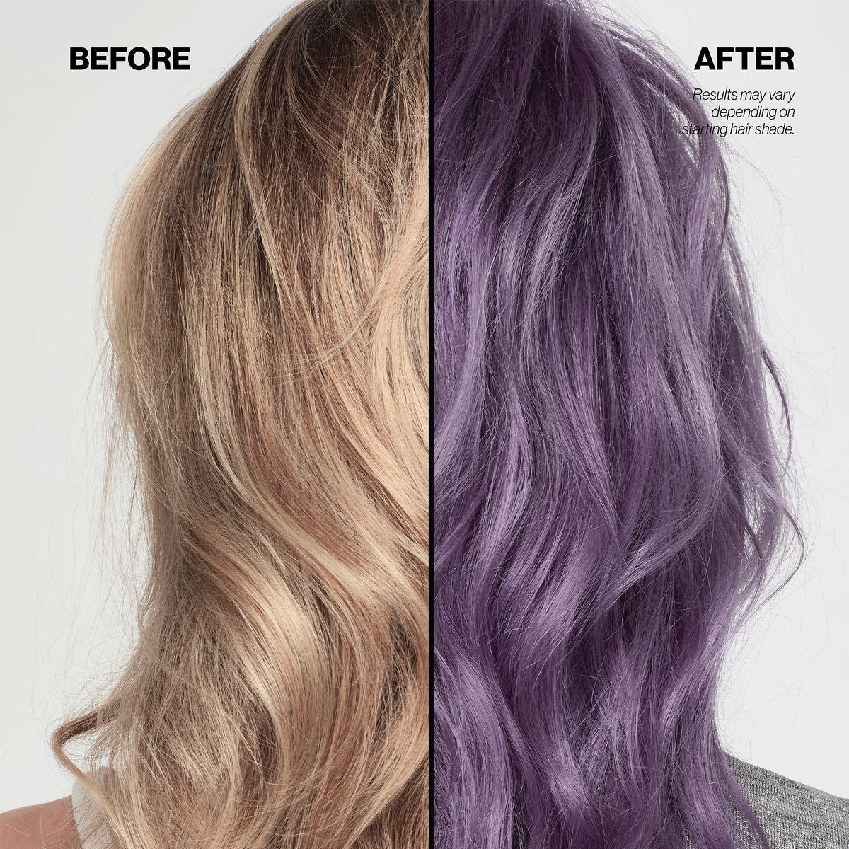 KERACOLOR dramatic before and after on hair showing tonal lavender enhancement