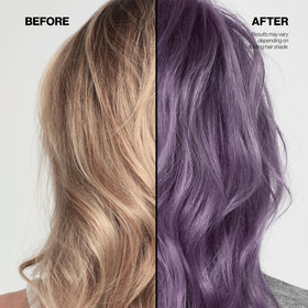 KERACOLOR dramatic before and after on hair showing tonal lavender enhancement