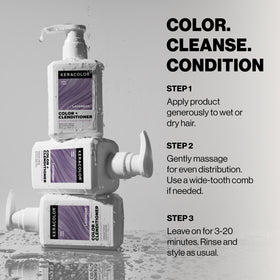 KERACOLOR bottle next to a ruler to show 12 fl oz size and travel-friendly scale