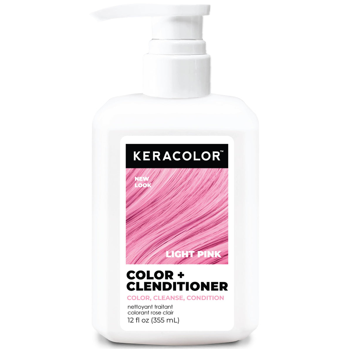 KERACOLOR front bottle shot showing LIGHT PINK packaging and clear product benefits