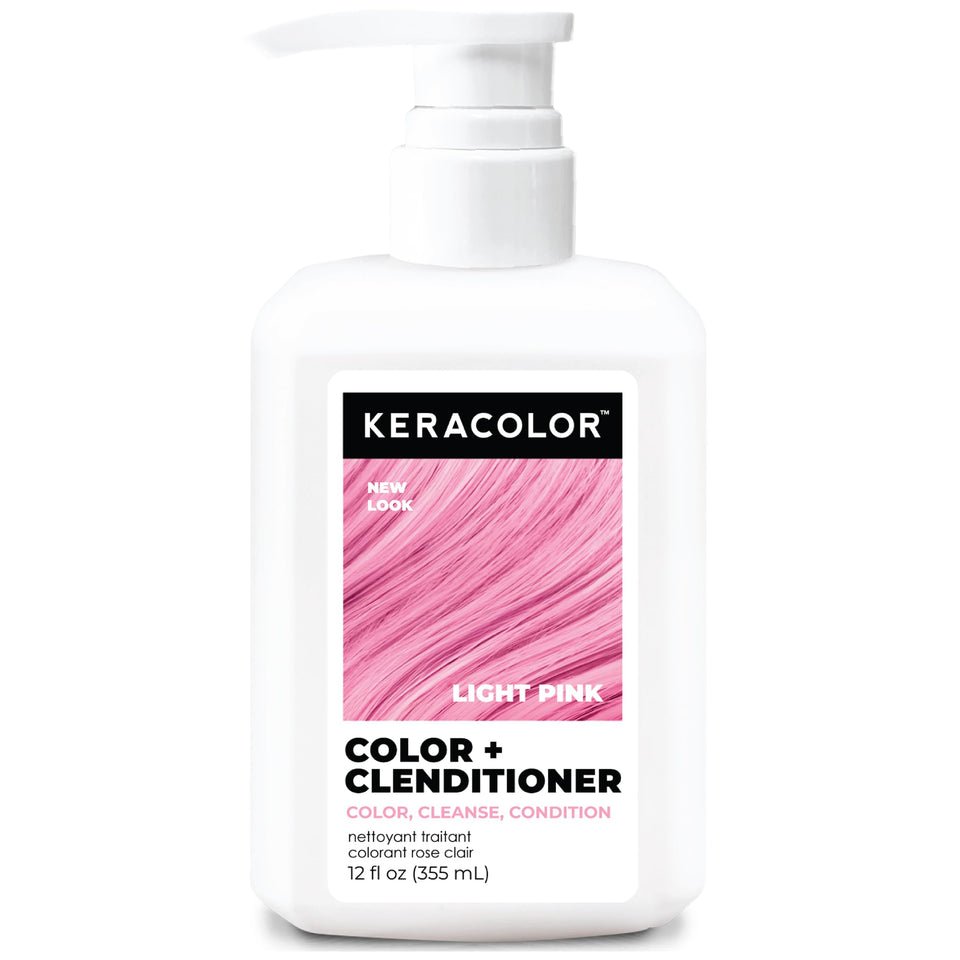 KERACOLOR front bottle shot showing LIGHT PINK packaging and clear product benefits