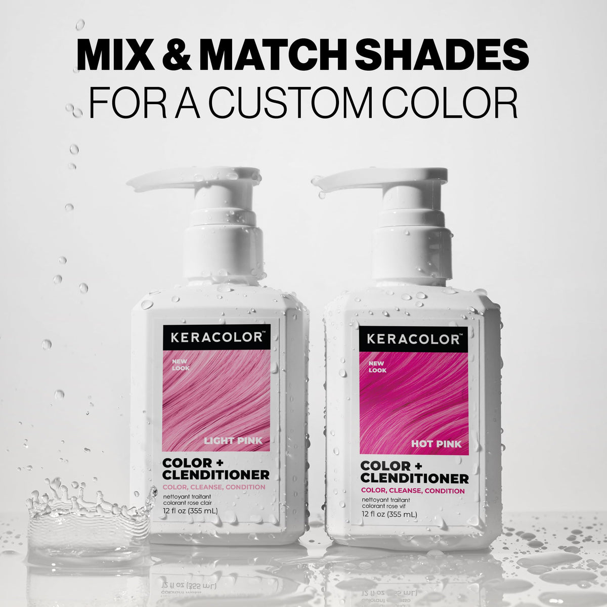 KERACOLOR shiny pink-toned hair detail showing keratin-enhanced smoothness