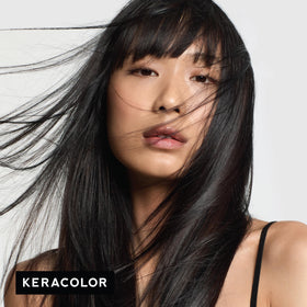 KERACOLOR applied to dry hair for intensified color payoff and shine