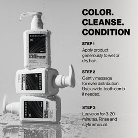 KERACOLOR label close-up highlighting directions and gentle, sulfate-free formula