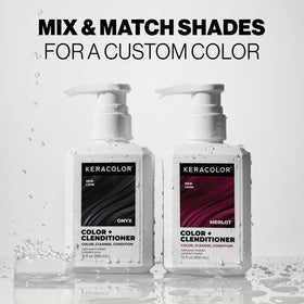 KERACOLOR lifestyle shot of model with glossy onyx hair and natural shine