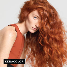 KERACOLOR pouring Clenditioner into hand for application and even color coverage benefit